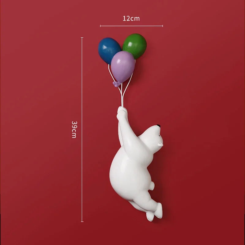 Afralia™ Flying Bear Figurines Balloon Polar Bears Resin Decoration Modern Gift for Boy/Kids