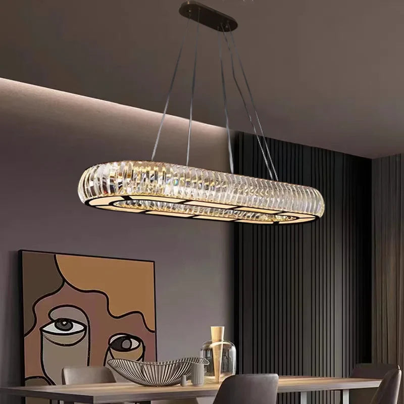 Afralia™ Crystal Luxury Chandeliers Gold Round Oval Style Home Decoration