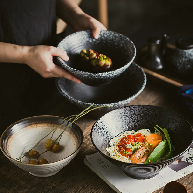 Afralia™ Ceramic Ramen Noodle Bowl - Eco-Friendly Porcelain Soup Bowl for Japanese Cuisine