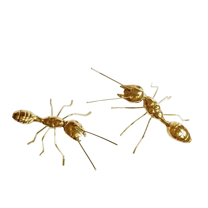 Afralia™ Golden Metal Ants Decorative Figurines Insect Home Decor Pieces