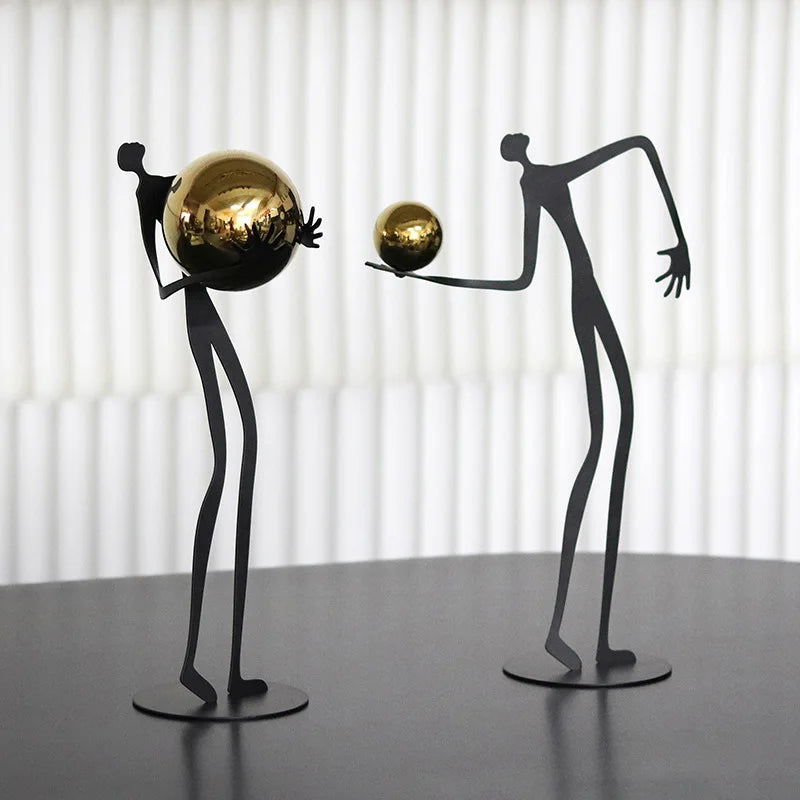 Afralia™ Gold Figure Sculpture Metal Ornament Home Decor Figurine