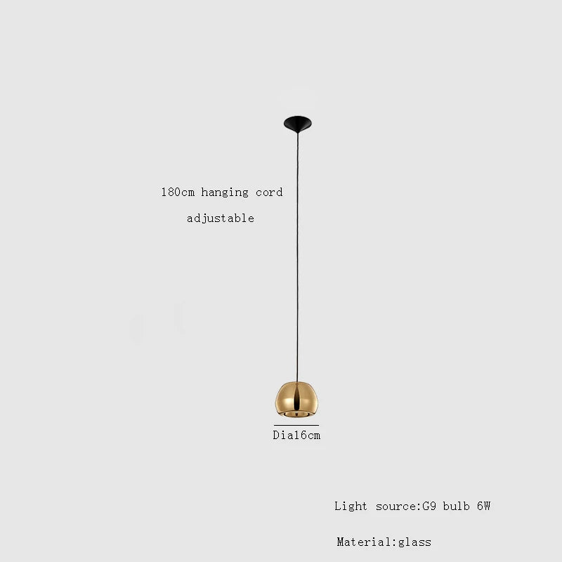 Afralia™ Glass Gold Ceiling Pendant Lamps LED Dining Bar Kitchen Lighting Fashion Lustres