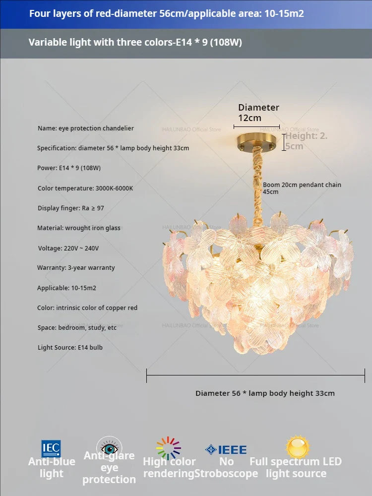 Afralia™ Glass Flower Princess Room LightLux Postmodern French Cream Wind Lamp