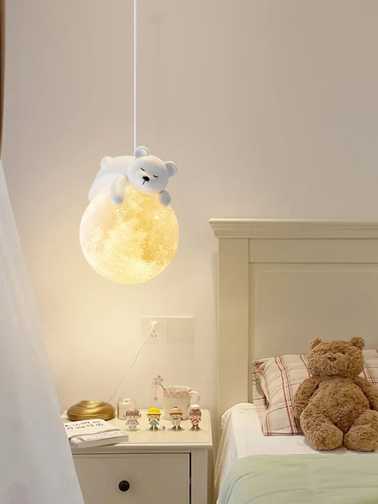 Afralia™ Moon LED Chandelier for Children's Room, Bedroom, Dining Room - Modern and Creative Lighting