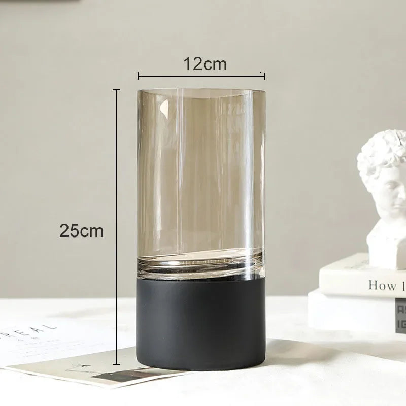 Afralia™ Gold Glass Vase Clear Desk Decor Hydroponic Floral Arrangement Bud Flower Pot