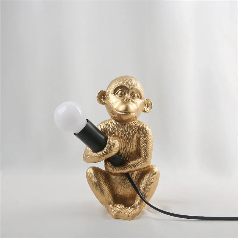 Afralia™ Monkey Resin Desk Lamp: Nordic Animal Decor for Bedroom, Children's Room, or Office