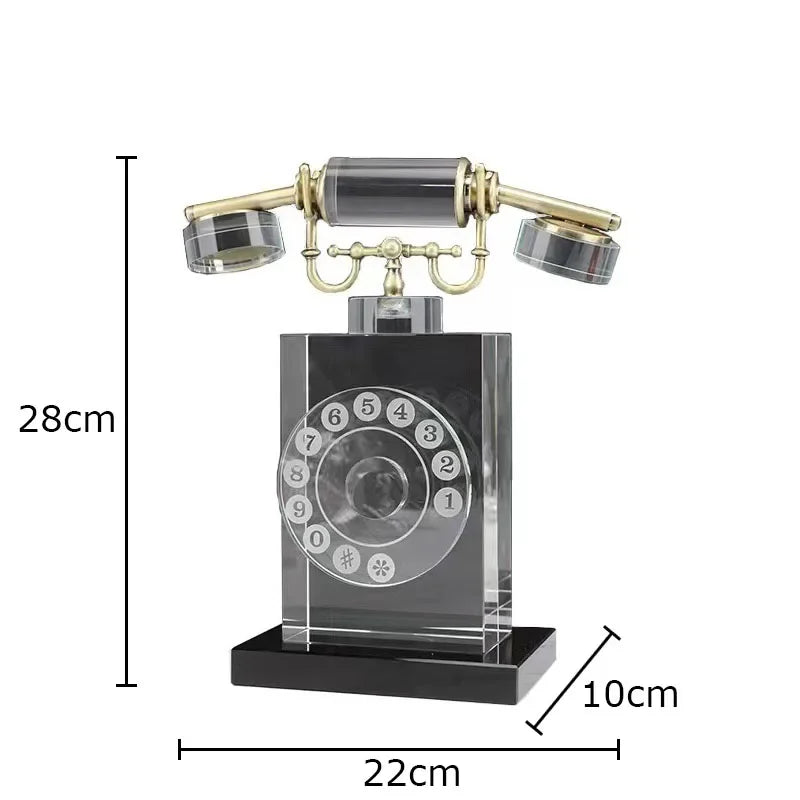 Afralia™ Crystal Telephone Sculpture Desk Decoration Retro Fixed Phone Room Decor Craft