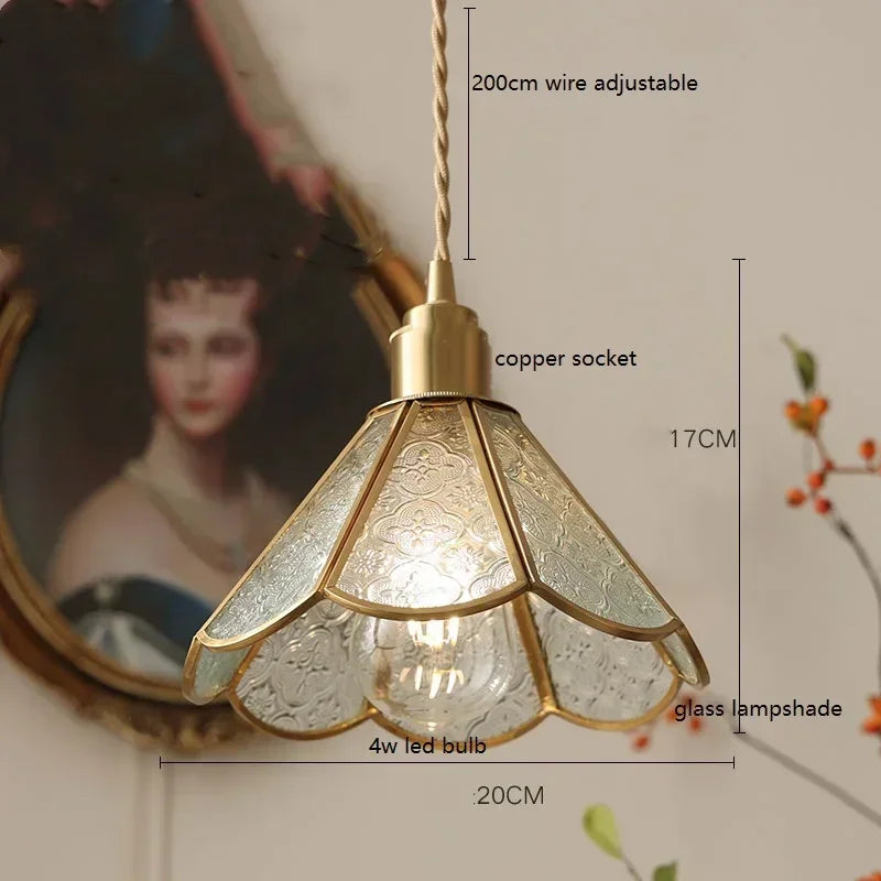 Afralia™ Colorful Glass Copper LED Pendant Light for Kitchen Bedroom Living Room Loft