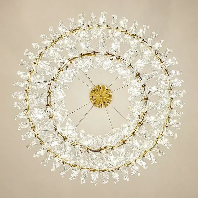 Afralia™ Luxury Crystal Chandelier LED Ceiling Light for Living Room & Bedroom