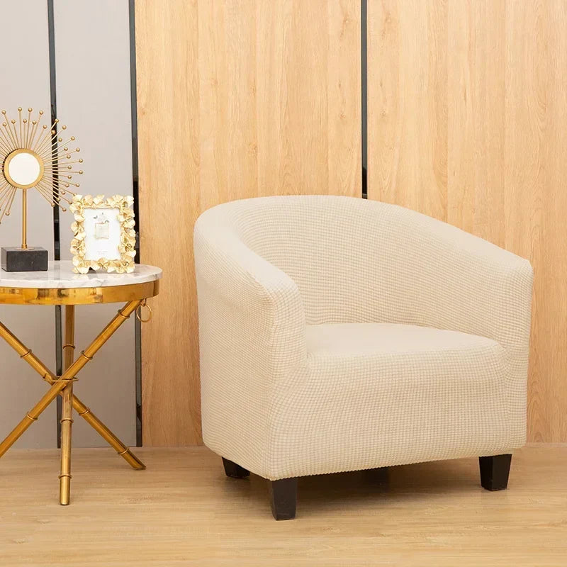 Afralia™ Plain Fleece Stretch Round Sofa Cover Slipcover