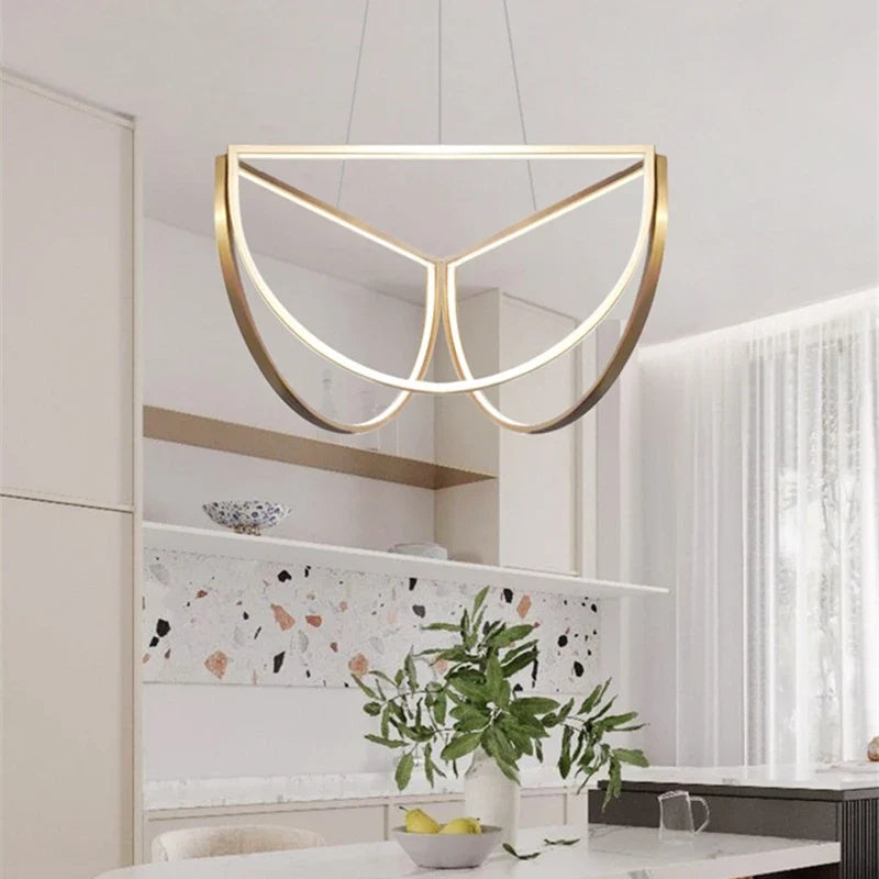 Afralia™ Stainless Steel LED Chandelier, Elegant Half Circle Pendant Lamp for Home and Hotel