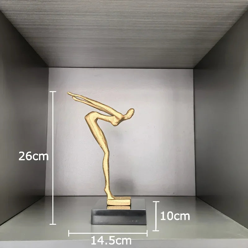 Afralia™ Gymnast Statue Desk Ornament Metal Sculpture Room Decor