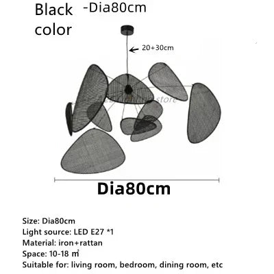 Afralia™ Black Rattan Ceiling Chandelier for Elegant Indoor Lighting