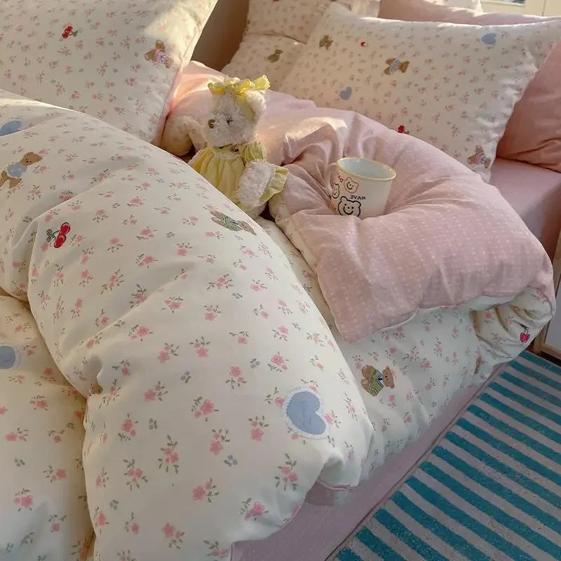 Afralia™ Cartoon Printed Cotton Bedding Set - Soft, Skin-Friendly Duvet Cover