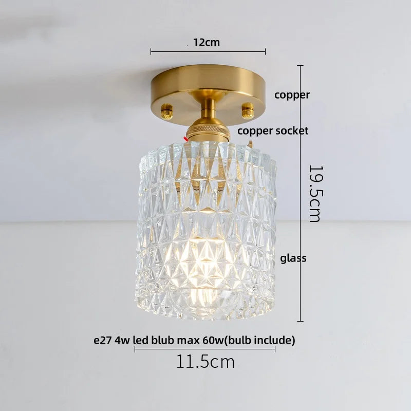 Afralia™ LED Copper Switch Ceiling Lamp Clear Glass Modern Home Decor