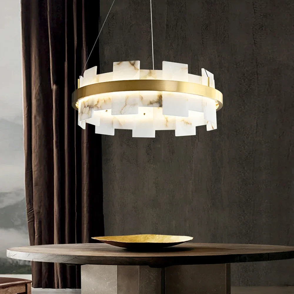 Afralia™ LED Marble Chandelier: Modern Lighting for Living Room, Bedroom, or Restaurant.