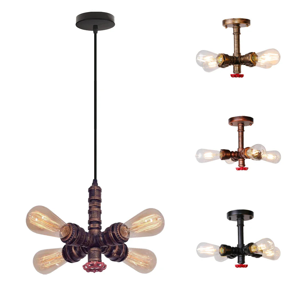 Afralia™ Industrial Water Pipe Ceiling Light Fixture for Living Room and Restaurant Decor