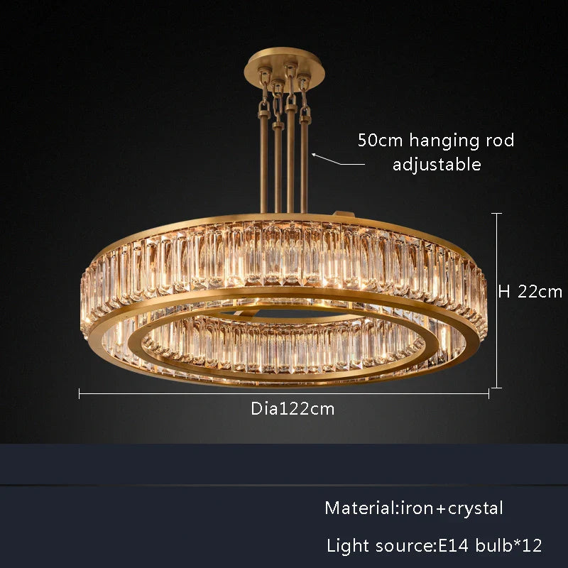 Afralia™ Gold Crystal Ceiling Chandelier LED Light Fixture for Luxury Home Decor