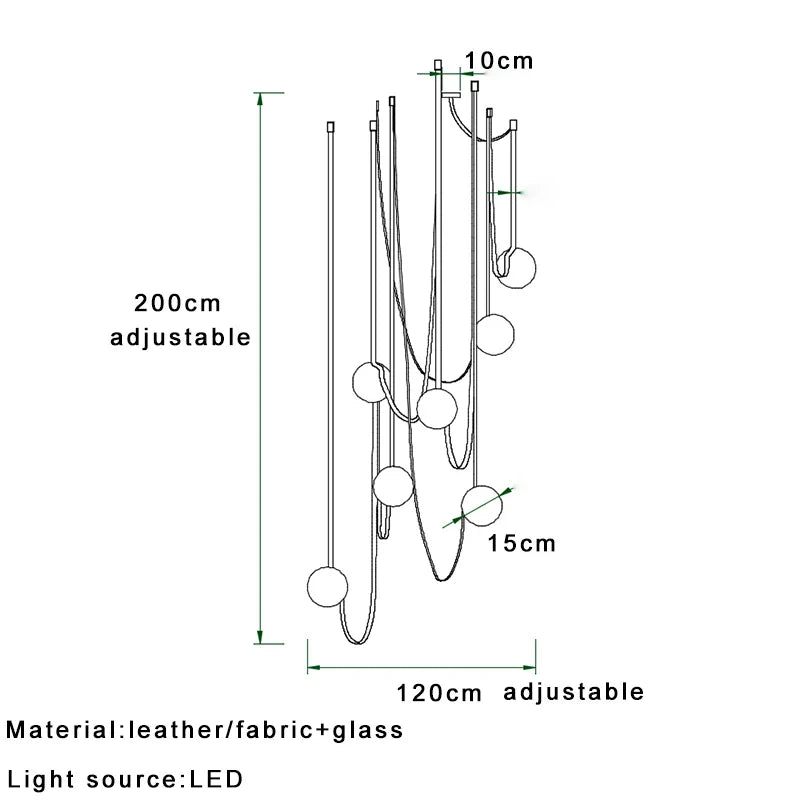 Afralia™ Modern Glass Fabric Ceiling Chandelier - DIY Installation Strip Light Fixture