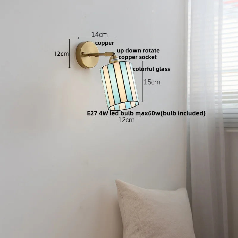 Afralia™ White Glass LED Wall Light with Pull Chain Switch, Japanese Style, Copper Base