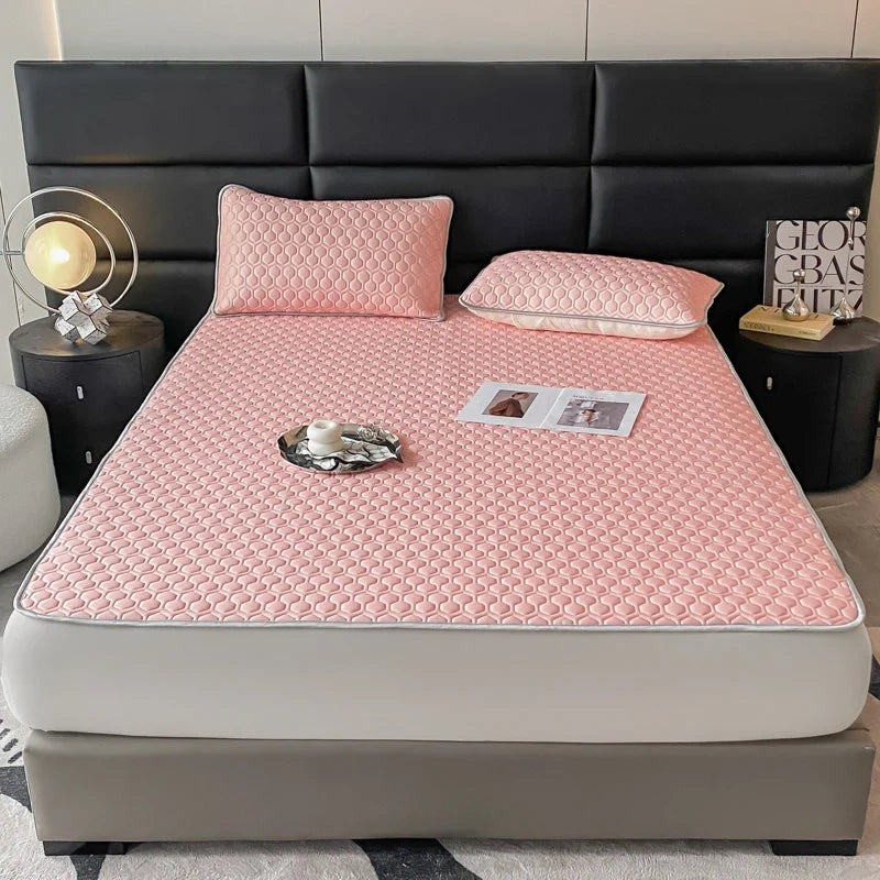 Afralia™ Cool Latex Filled Bed Sheet Set with Ice Silk Cooling Mat & Pillowcases