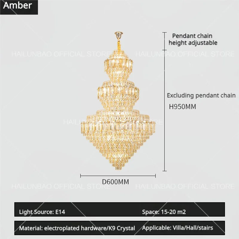 Afralia™ Sparkle Spiral Staircase Chandelier - Modern High Living Room Crystal Light