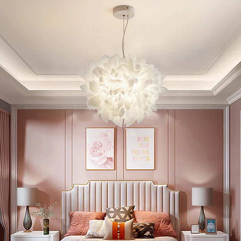 Afralia™ LED Petal Ceiling Chandelier for Living Room, Dimmable Round Bedroom Lamp