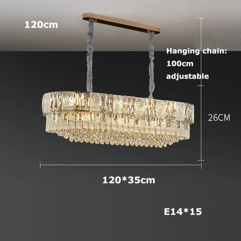 Afralia™ K9 Crystal Gold Chandelier Lighting for Living Room