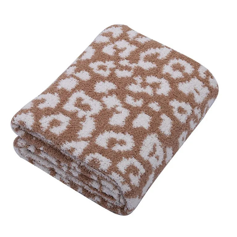 Afralia™ Leopard Print Knitted Fleece Blanket: Super Soft & Lightweight for Sofa Nap