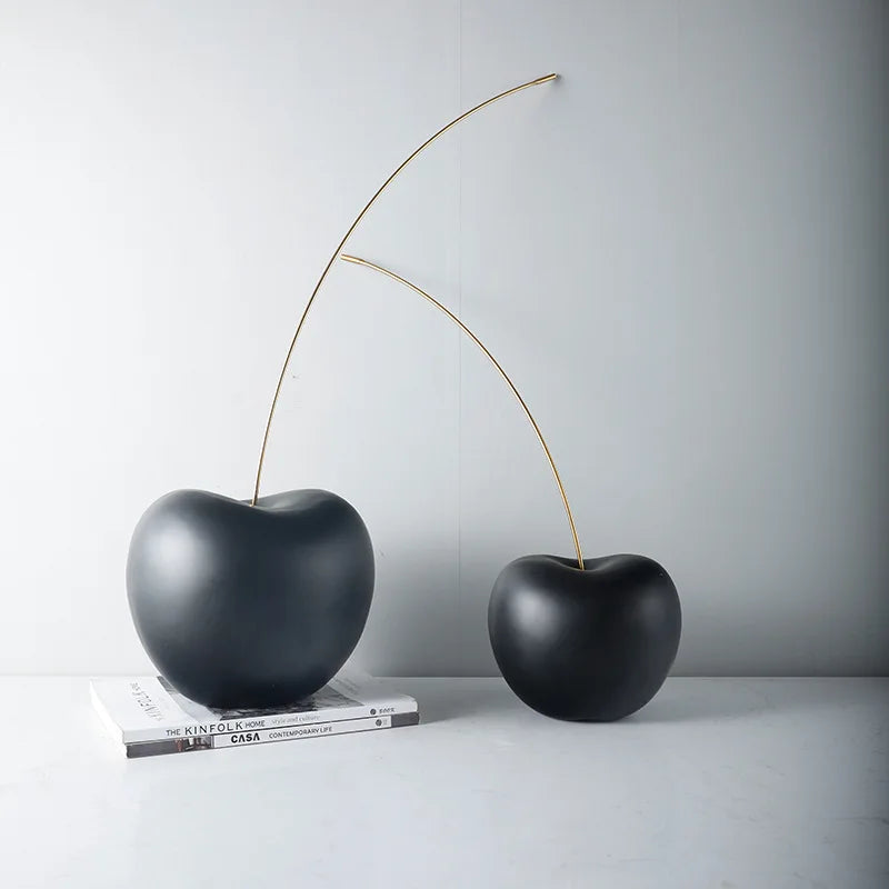 Afralia™ Black Cherry Resin Sculpture Abstract Fruit Home Decor Figurine