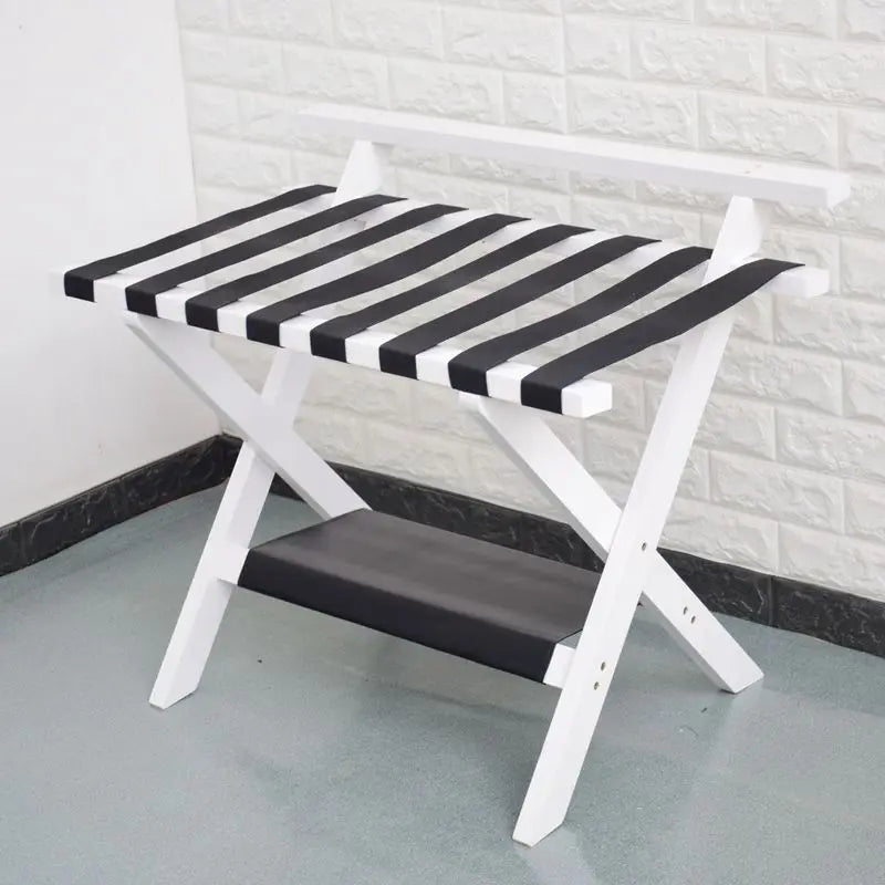 Afralia™ Folding Luggage Rack with Storage Shelf - Heavy-Duty Solution for Guest Room
