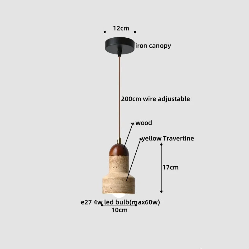 Afralia™ Yellow Travertine LED Glass Pendant Light - Japanese Style Living Room Fixture