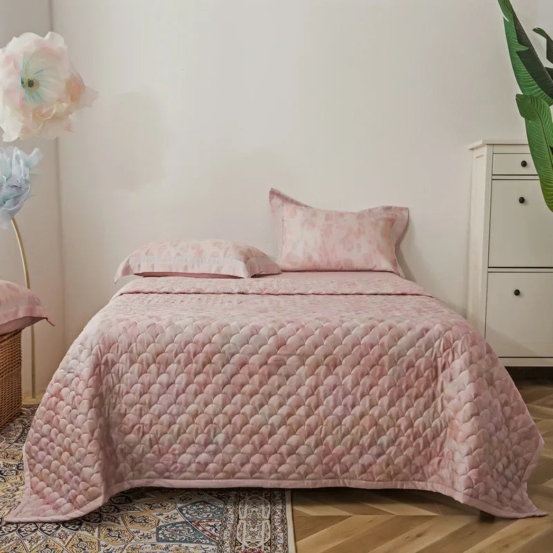 Afralia™ Lyocell Quilted Bedspread Set with Thick Bed Sheets and Pillowcases