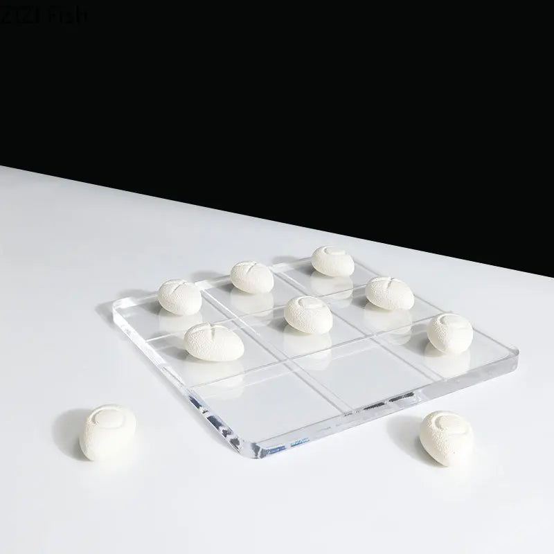 Afralia™ Acrylic Tic-Tac-Toe Chessboard Set with Resin Pieces