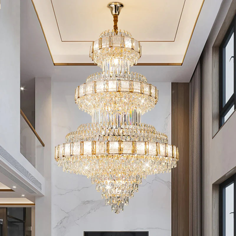 Afralia™ Crystal Chandelier: Modern European Loft Duplex Villa Staircase Lighting