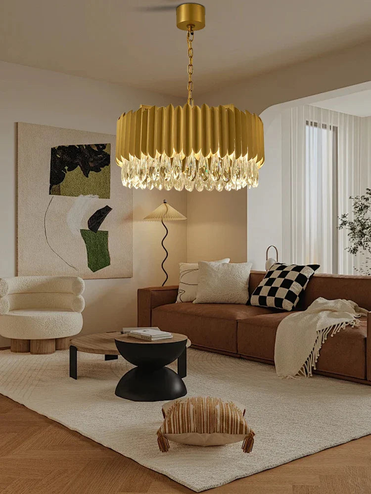 Afralia™ Crystal Water Droplet Pendant Lights, Dimmable Luxury LED Dining Room Fixture