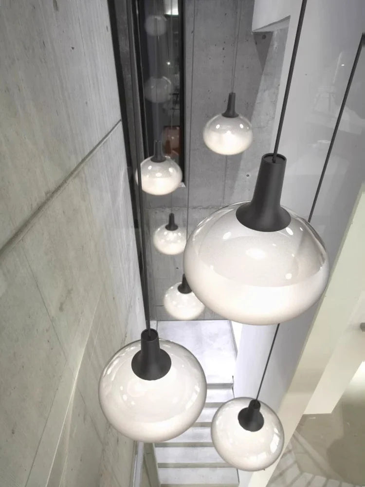 Afralia™ Matt Glass Dimmable LED Ceiling Chandelier for Dinning Room