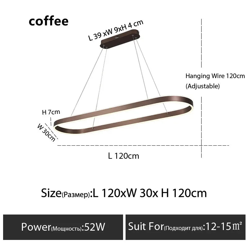 Afralia™ Modern Dimmable Ring Pendant Lamps for Kitchen Office Dining Room Lighting