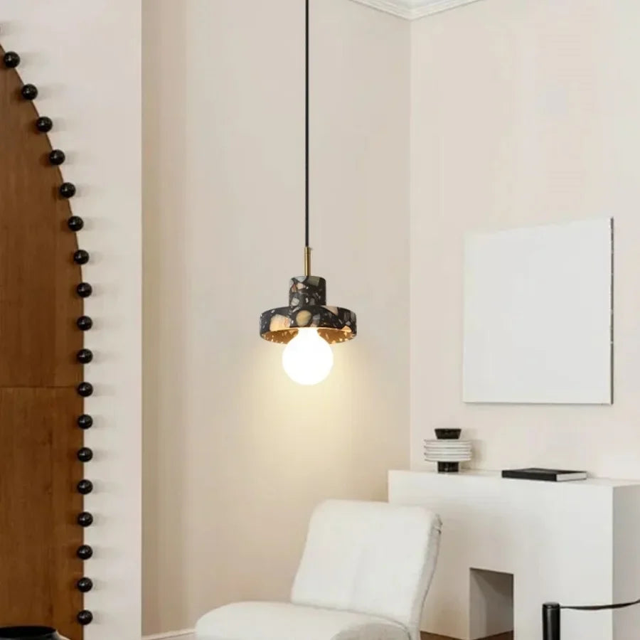 Afralia™ Terrazzo Stone LED Pendant Lights for Modern Home Decor