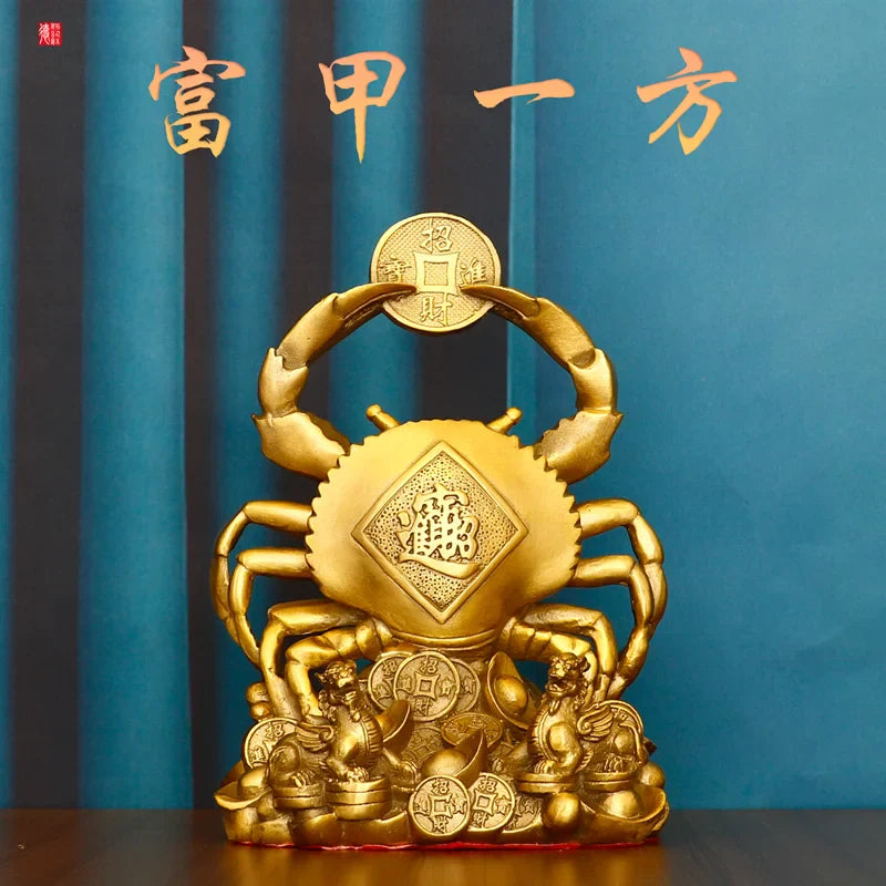 Afralia™ Copper Crab Ornaments for Wealth and Luxury Decor