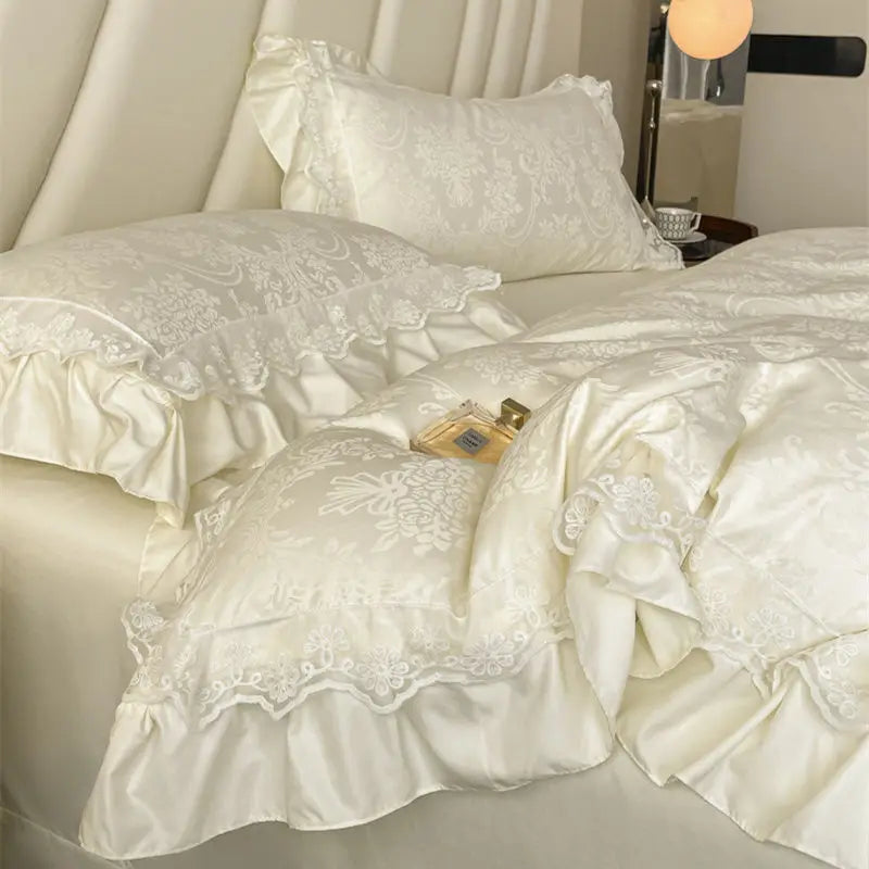 Afralia™ Silk Jacquard Bedding Sets: Summer Cool Quilt Cover Set, Various Sizes