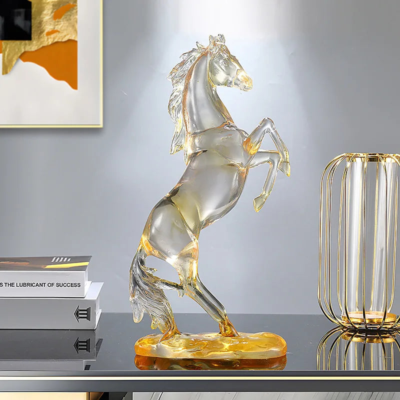 Afralia™ Horse Resin Ornament: Simulation Animal Sculpture, Transparent Colored Decor, Home Figurine
