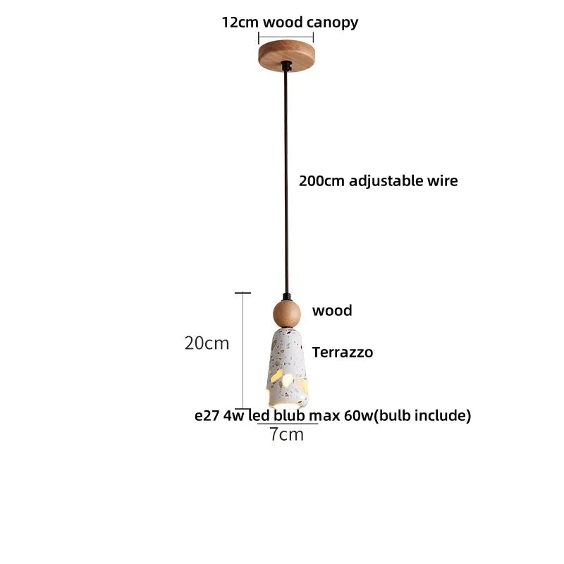 Afralia™ Stone Terrazzo LED Pendant Lights - Modern Nordic Adjustable Hanging Lamp