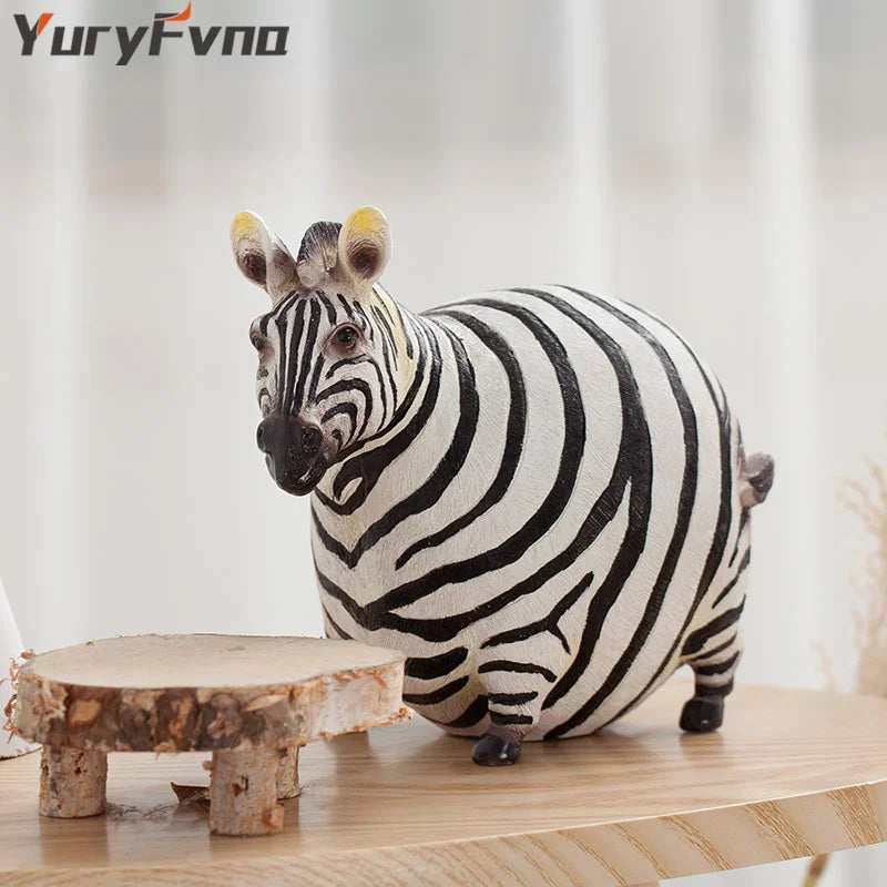 Afralia™ Nordic Fat Zebra Miniature: Creative Modern Art Animal Figurine Ornament