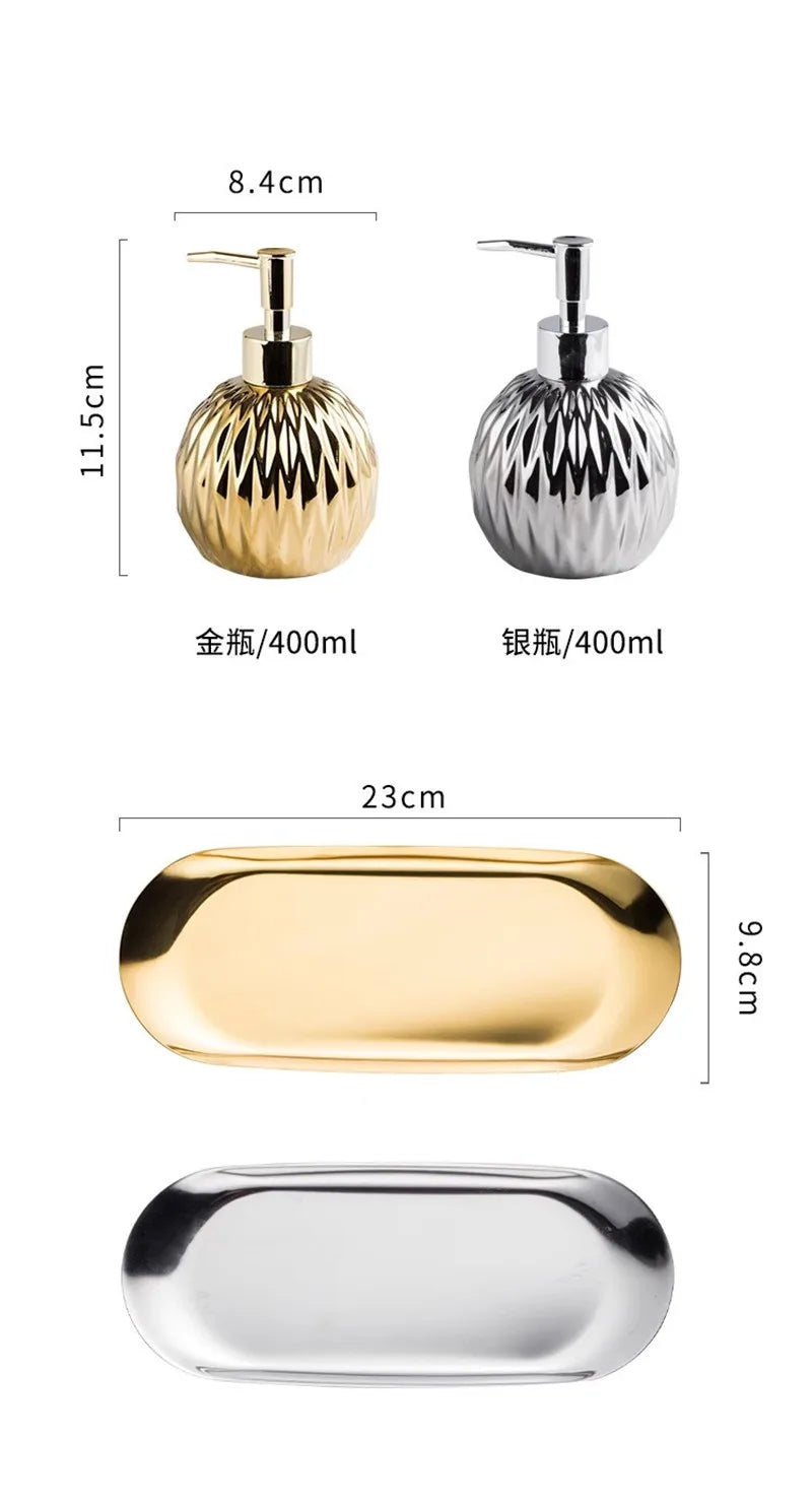 Afralia™ Ceramic Liquid Soap Dispenser Set 400 ML