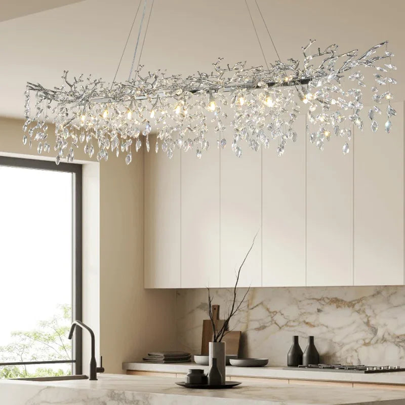 Afralia™ Nordic Crystal Chandelier: Elegant Sparkling Lustre for Dining & Living Room
