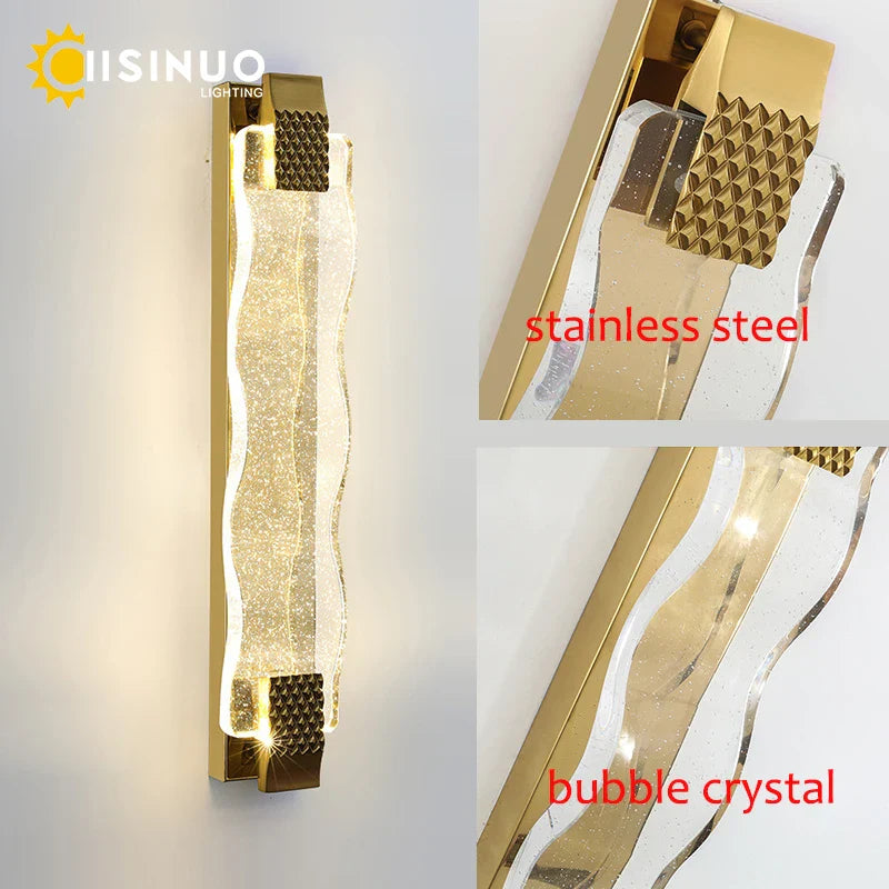 Afralia™ Crystal LED Wall Sconce: Luxury Gold Light Fixture for Home Decor