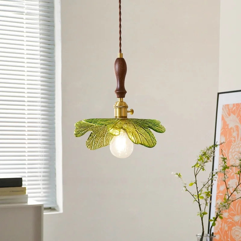 Afralia™ Copper Wood Glass LED Pendant Lamp - French Minimalist Design for Home Decor