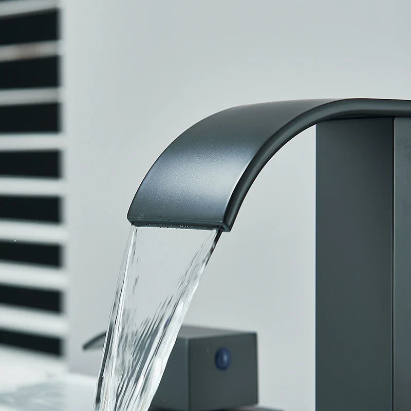 Afralia™ Square Basin Faucets Deck Mounted Double Handle 3 Hole Bathroom Sink Mixer