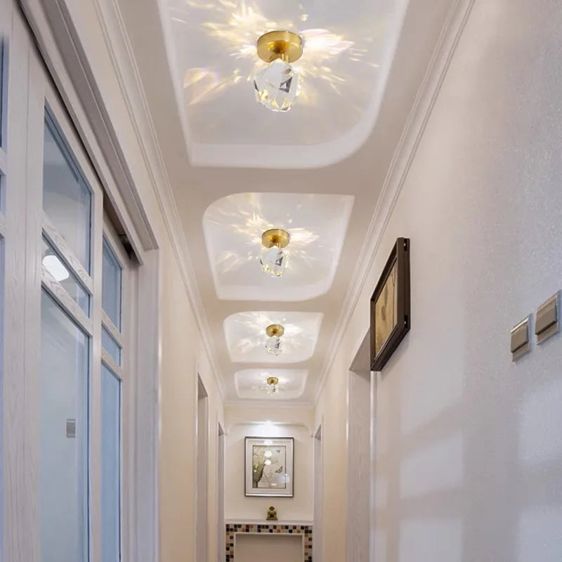 Afralia™ Diamond Crystal Ceiling Lights: Modern LED Fixture for Bedroom, Corridor, Aisle, Entrance, Bar, Cafe